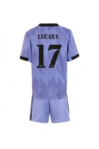 Fotbalové Dres Real Madrid Lucas Vazquez #17 Dětské Venkovní Oblečení 2022-23 Krátký Rukáv (+ trenýrky)